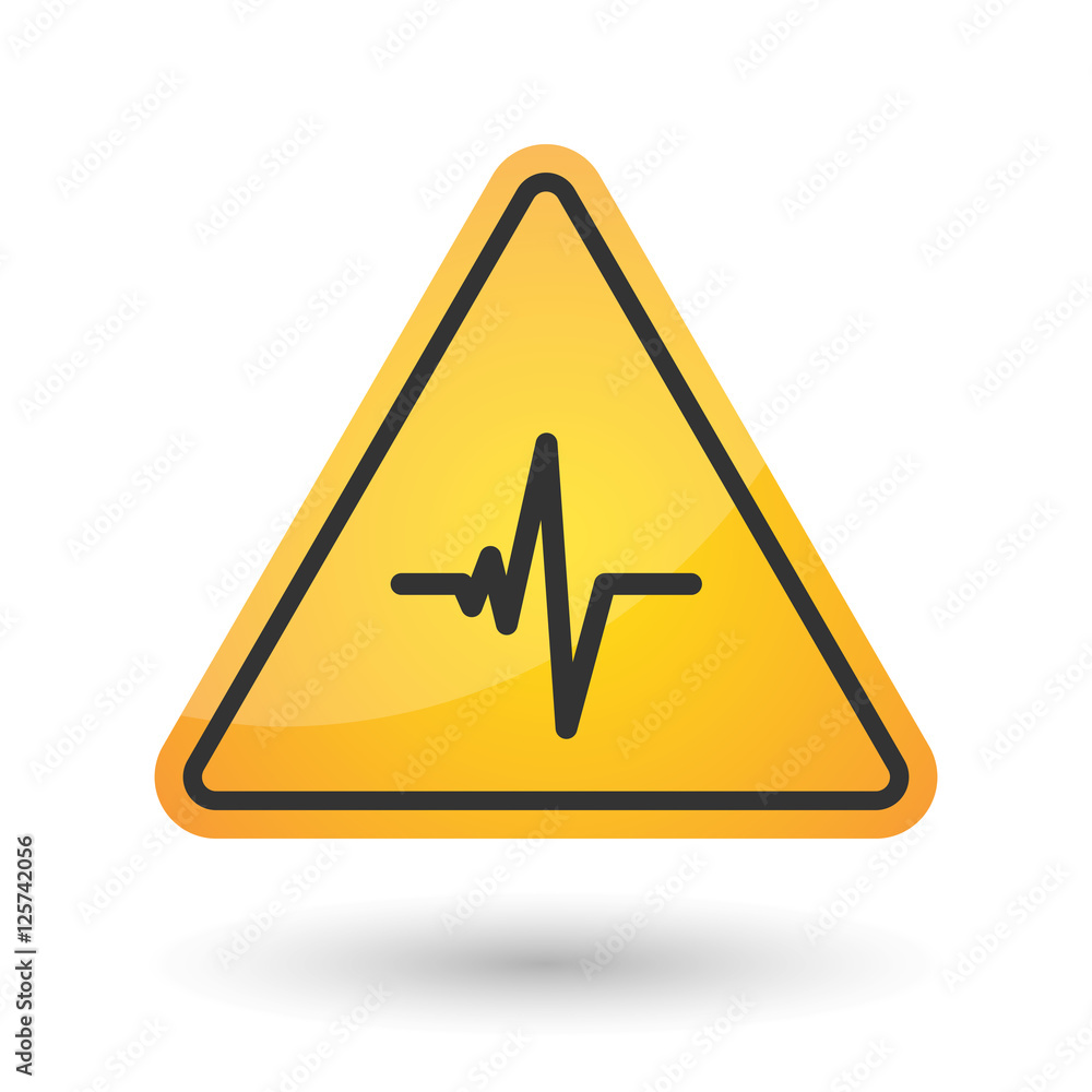 Isolated danger signal icon with a heart beat sign Isolated danger signal icon with a heart beat sign