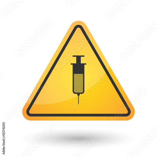 Isolated danger signal icon with a syringe