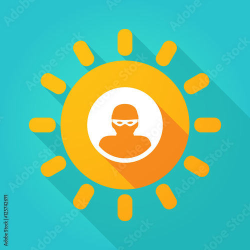 Long shadow bright sun icon with a thief