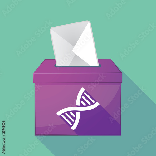 Long shadow coloured ballot box icon with a DNA sign