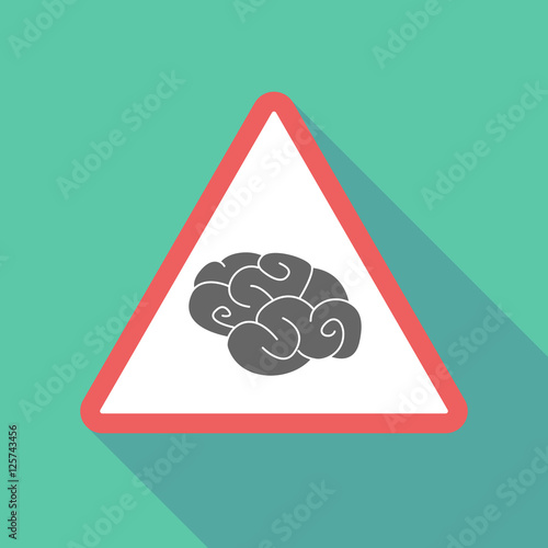 Long shadow triangular warning sign icon with