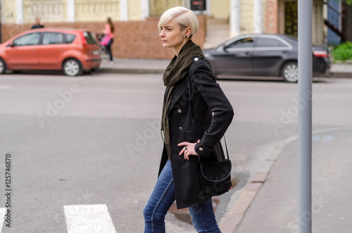 Young woman walking