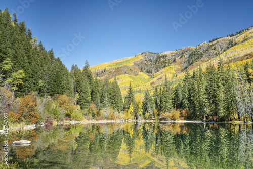 lake with fall colors reflections
