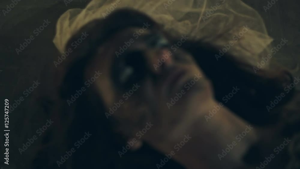 Portrait of beautiful zombie corpse bride looked scary Portrait of beautiful zombie corpse bride looked scary