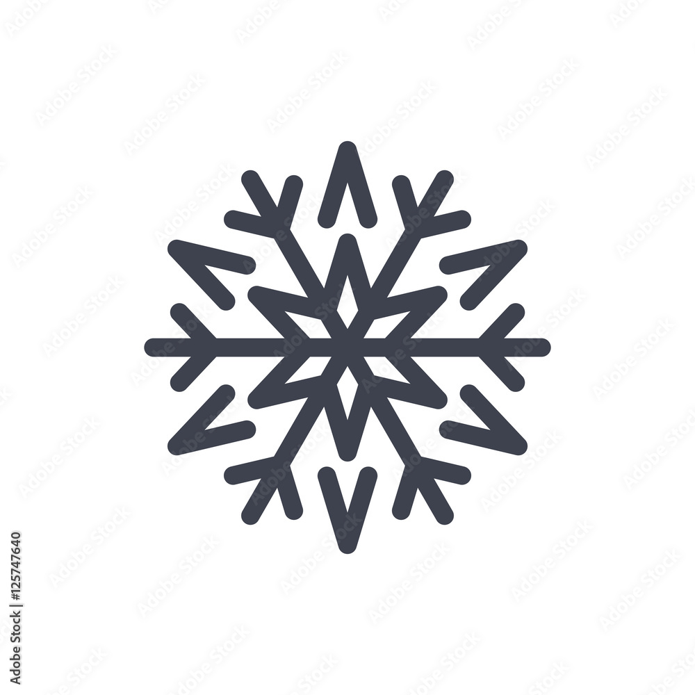 Snowflake icon. Gray silhouette snow flake sign, isolated on white background. Flat design. Symbol of winter, frozen, Christmas, New Year holiday. Graphic element decoration. Vector illustration Snowflake icon. Gray silhouette snow flake sign, isolated on white background. Flat design. Symbol of winter, frozen, Christmas, New Year holiday. Graphic element decoration. Vector illustration