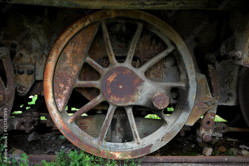 old locomotive wheel