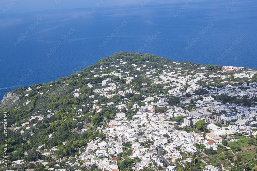 View of the Coast Line of Anacapri See from the Chair Lift Up Mount Solaro in Italy