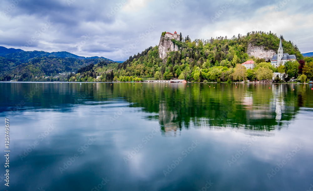 Cloudy day on lake Bled Cloudy day on lake Bled