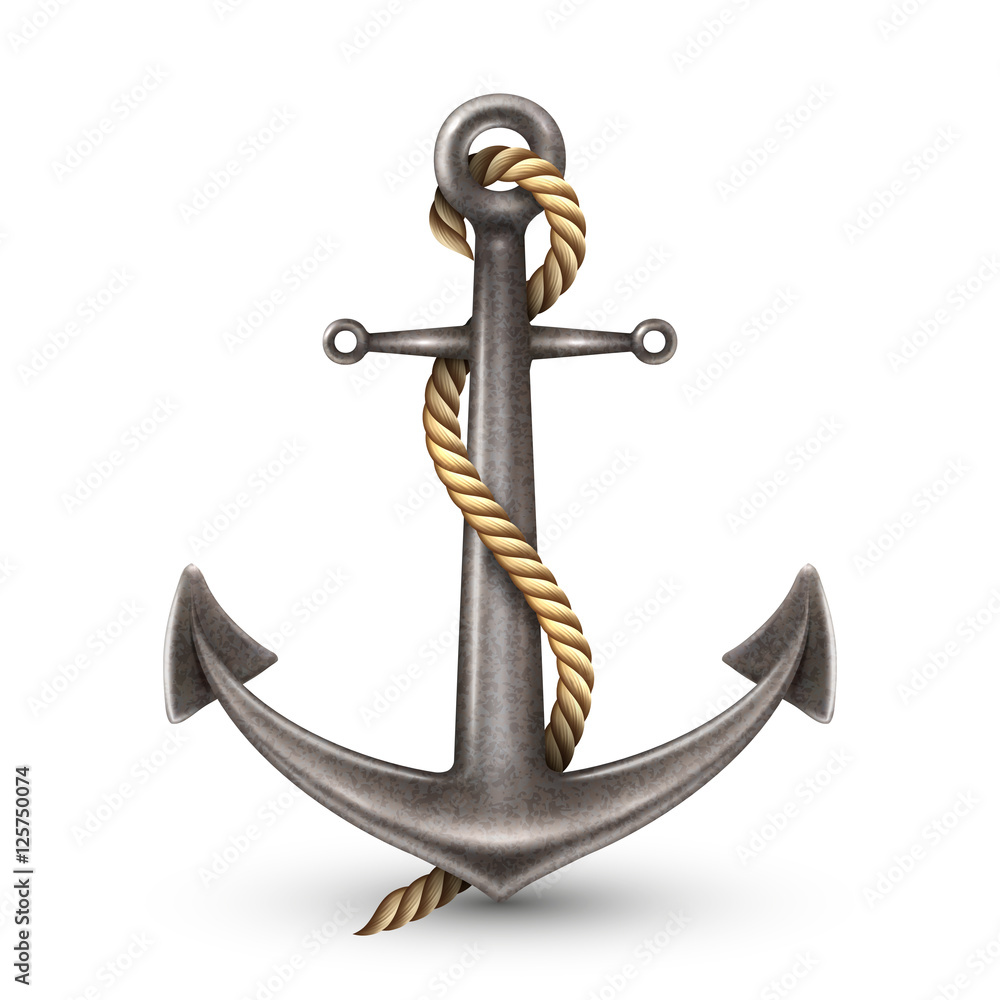 Naklejka premium Realistic Anchor With Rope