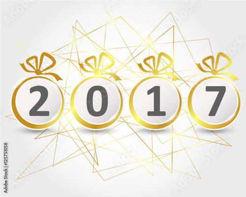 golden new year card with balls