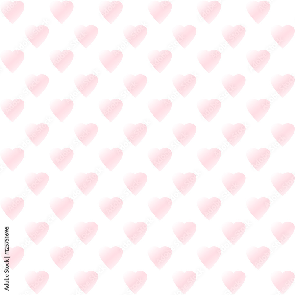 Light pink gradient hearts on white, a seamless Valentine's day background