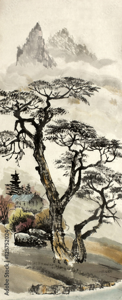 Fototapeta Chinese landscape with a tree
