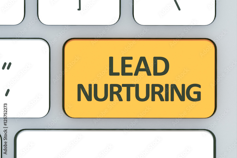 Keyboard with lead nurturing button. Computer white keyboard wit Stock  Illustration | Adobe Stock