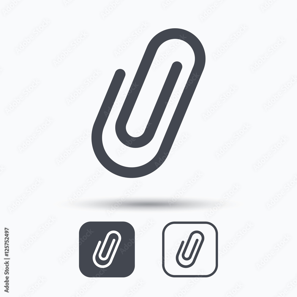 Attachment icon. Paper clip symbol. Square buttons with flat web icon on white background. Vector Attachment icon. Paper clip symbol. Square buttons with flat web icon on white background. Vector