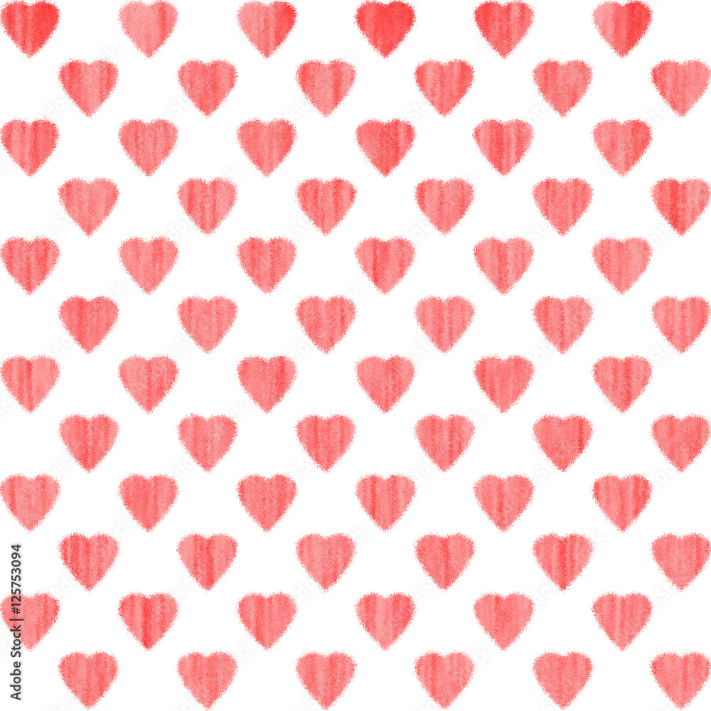 Pink spattered hearts on white, a seamless Valentine's day pattern