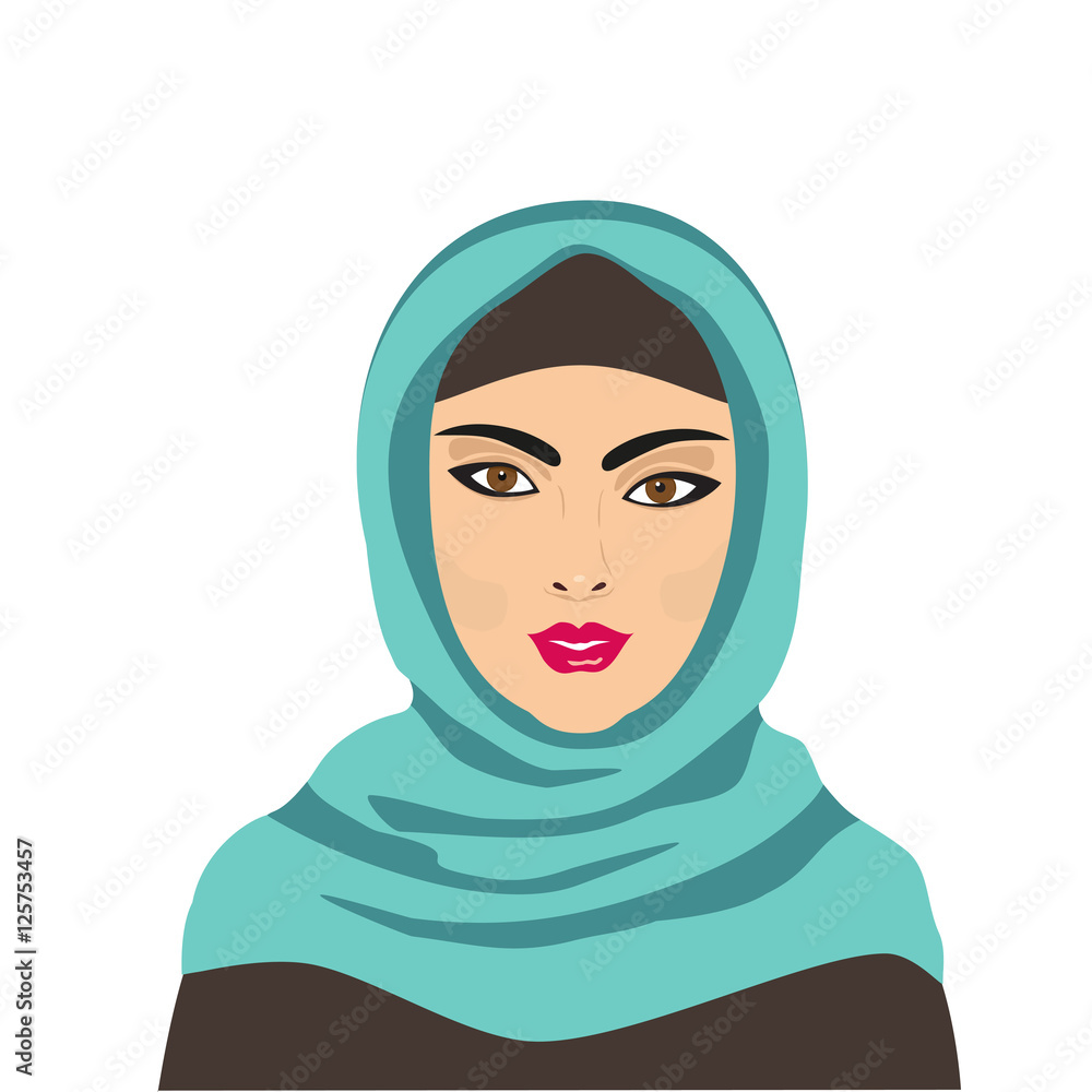 Premium Photo  A cartoon of a girl wearing a hijab and a blue scarf