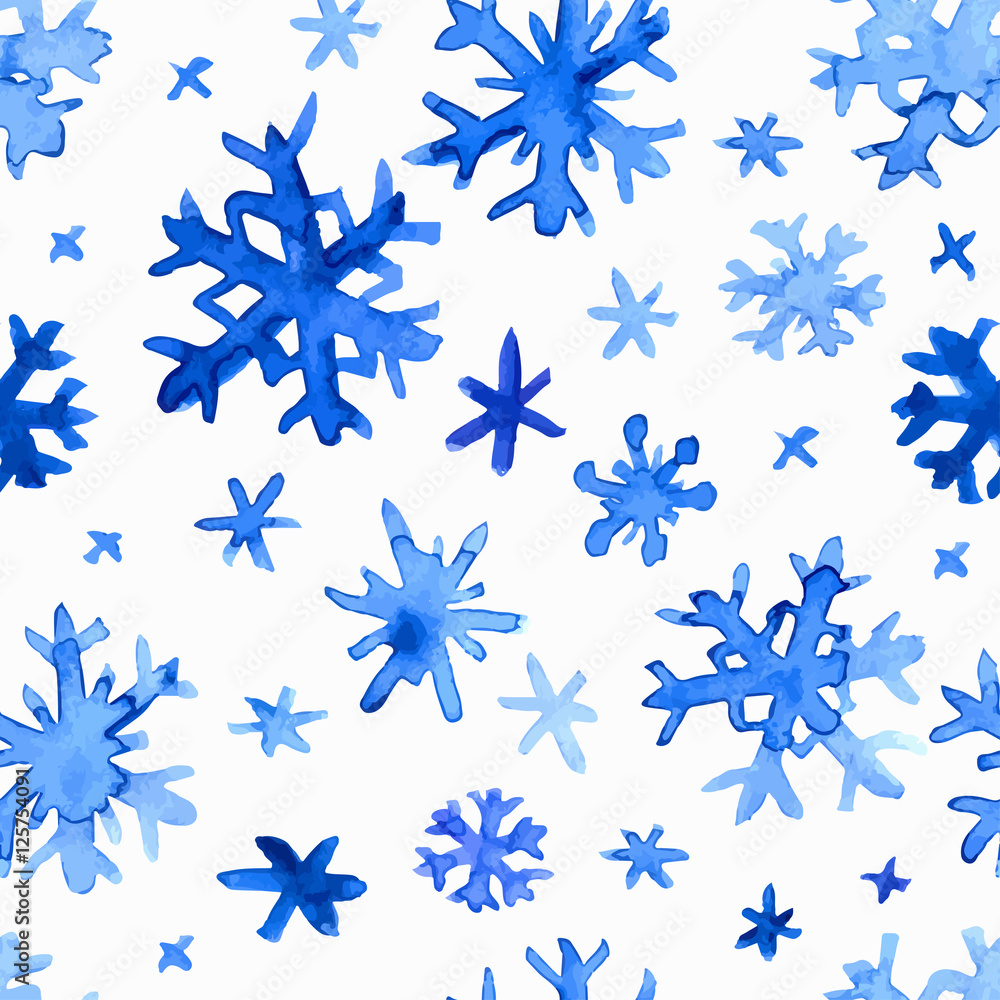 Fototapeta premium Watercolor snowflakes pattern