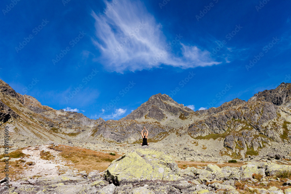 Yoga meditation in Tatry mountains