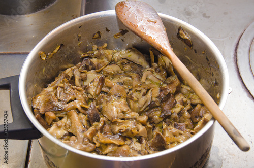 фотографія Pentola di funghi biologici