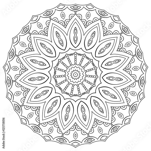 Page coloring mandala. Circular geometric