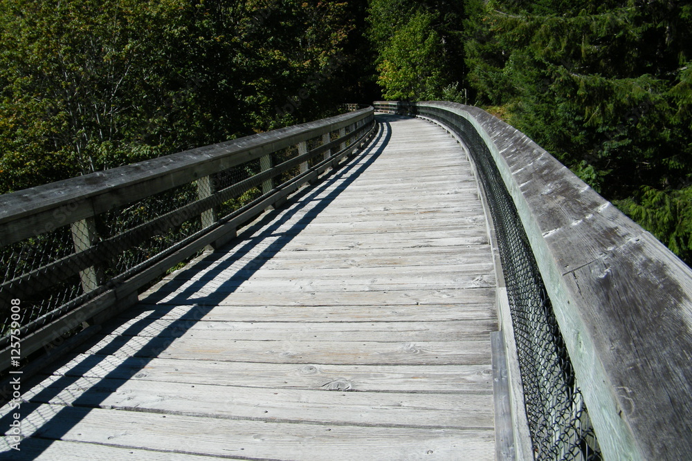 Old Wooden Train Trestle Bridge Converted to Hiking Walking Biking Cycling Path Old Wooden Train Trestle Bridge Converted to Hiking Walking Biking Cycling Path