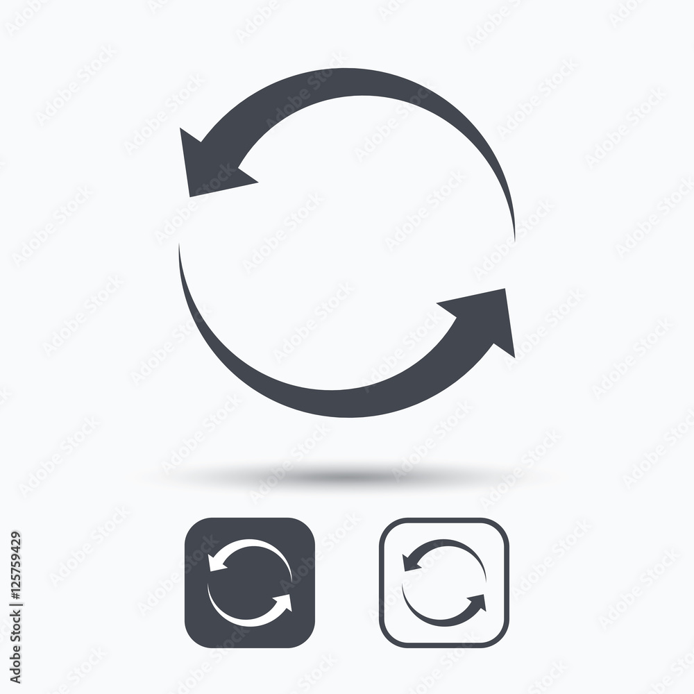 Update icon. Refresh or repeat symbol. Square buttons with flat web icon on white background. Vector Update icon. Refresh or repeat symbol. Square buttons with flat web icon on white background. Vector