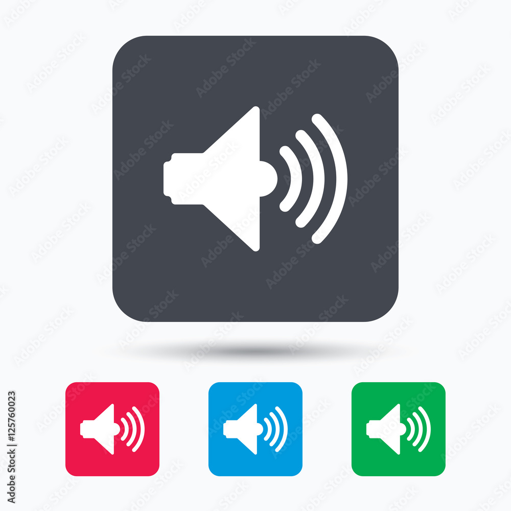 Sound icon. Music dynamic symbol. Colored square buttons with flat web icon. Vector Sound icon. Music dynamic symbol. Colored square buttons with flat web icon. Vector