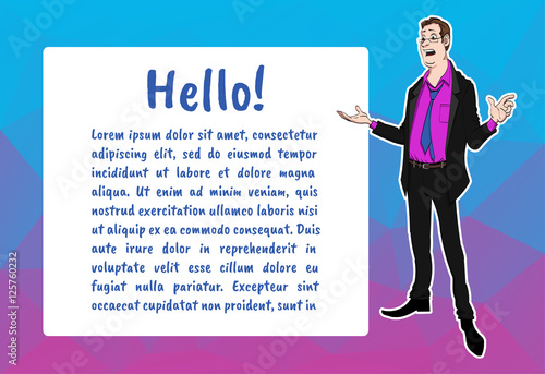 Vector character with bubble talk