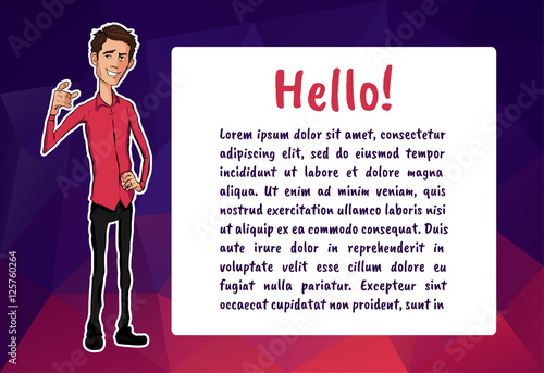 Vector character with bubble talk