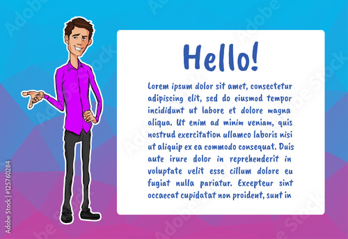 Vector character with bubble talk