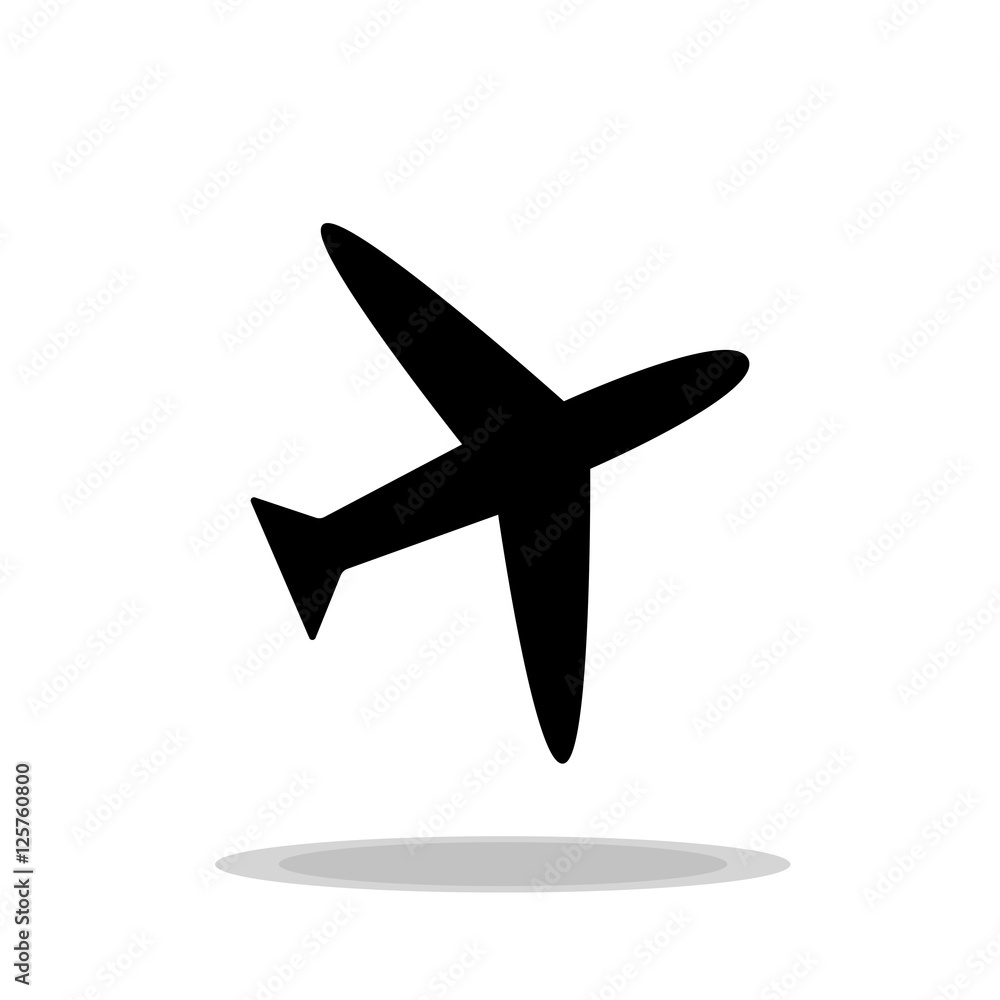 airplane black travel icon vector