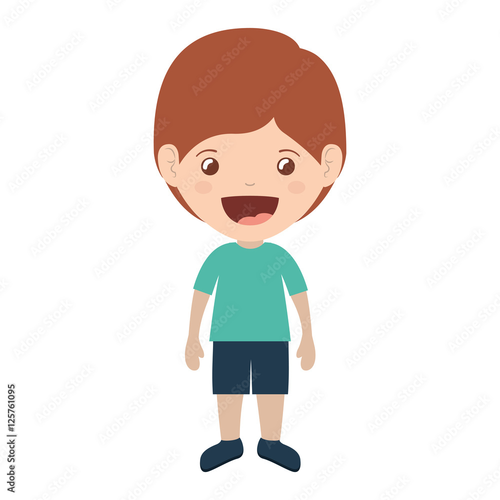 cartoon boy smiling and wearing casual clothes icon over white background. happy kid. vector illustration cartoon boy smiling and wearing casual clothes icon over white background. happy kid. vector illustration