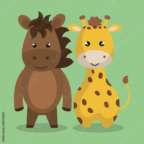 cute couple stuffed animals vector illustration design