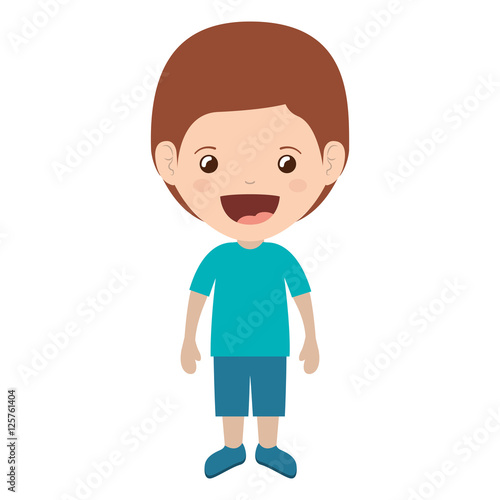 cartoon boy smiling and wearing casual clothes icon over white background. happy kid. vector illustration