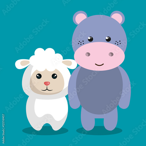 cute couple stuffed animals vector illustration design