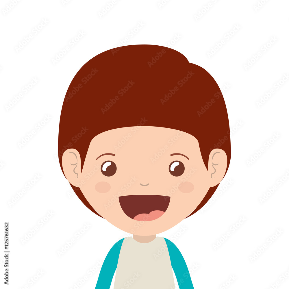 cartoon boy smiling and wearing casual clothes icon over white background. happy kid. vector illustration cartoon boy smiling and wearing casual clothes icon over white background. happy kid. vector illustration