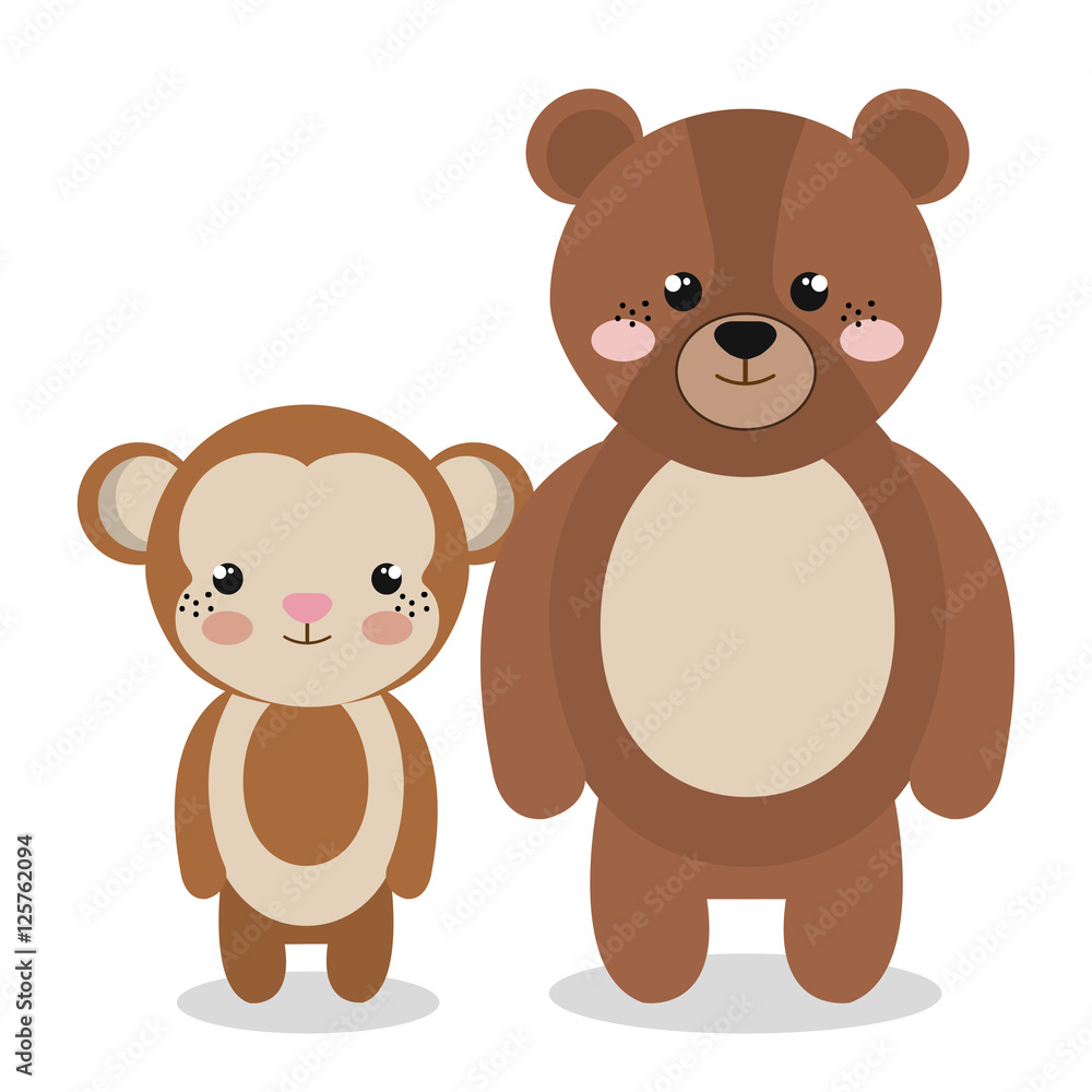 cute couple stuffed animals vector illustration design Stock Vector