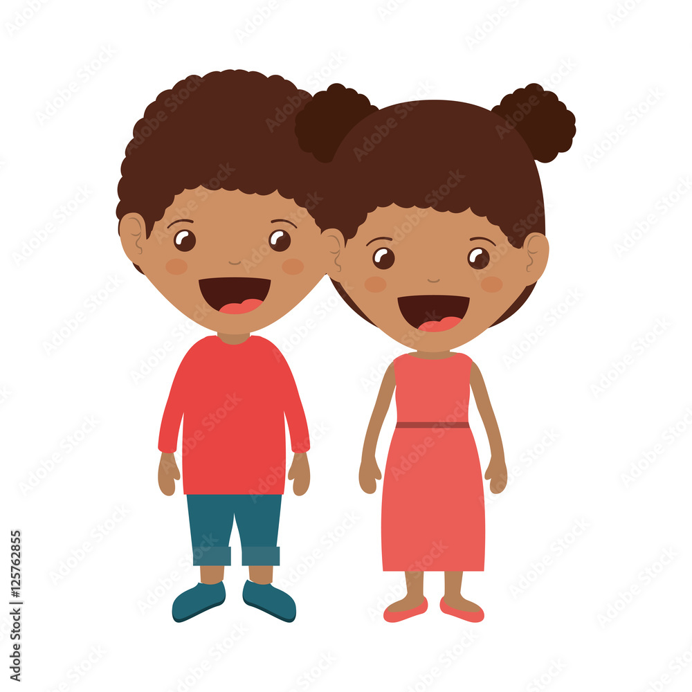 couple of girl and boy smiling and wearing casual clothes over white background. colorful design. vector illustration couple of girl and boy smiling and wearing casual clothes over white background. colorful design. vector illustration