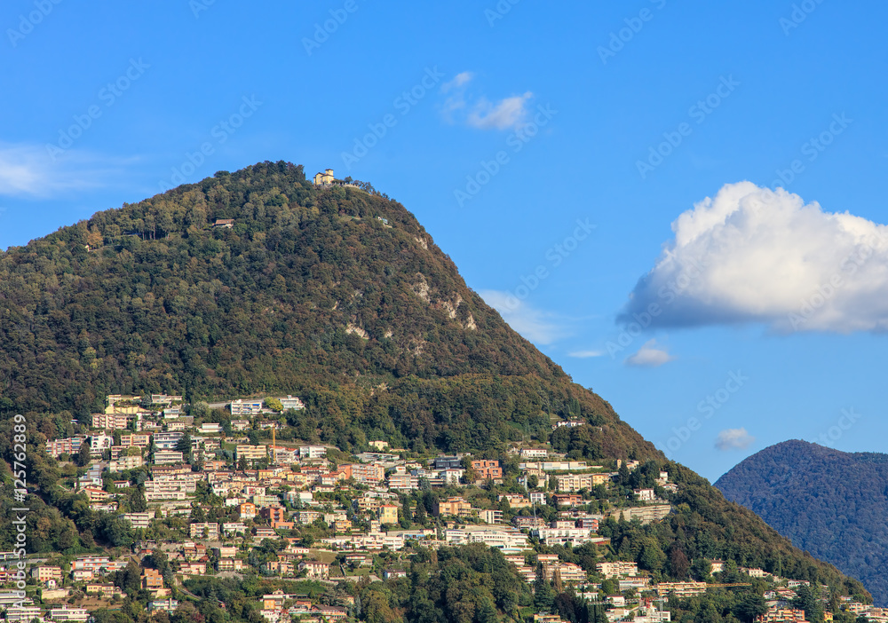 Mountain Monte Bre, view from the city of Lugano