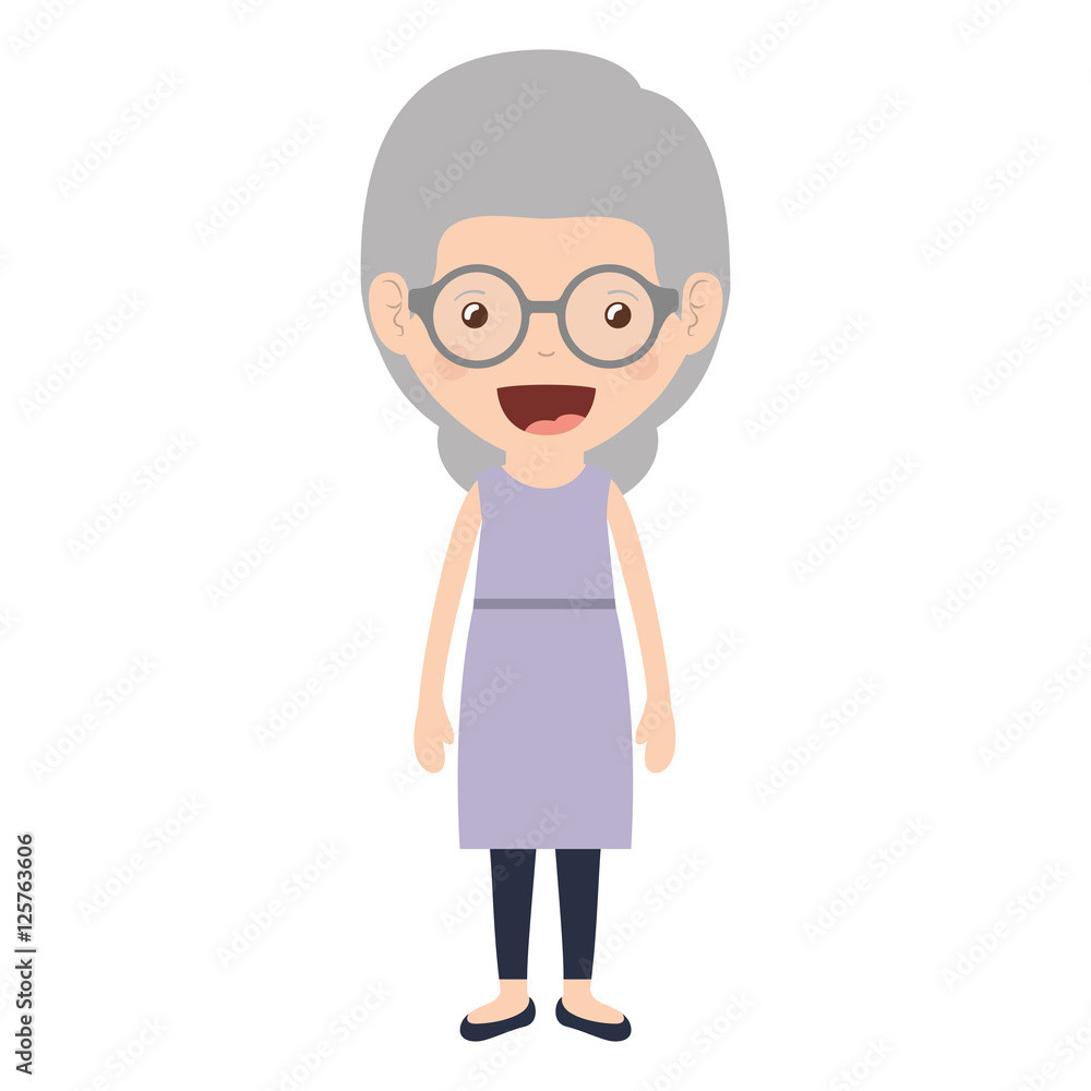 cartoon happy old woman wearing beautiful dress icon over white background. colorful design vector illustration cartoon happy old woman wearing beautiful dress icon over white background. colorful design vector illustration