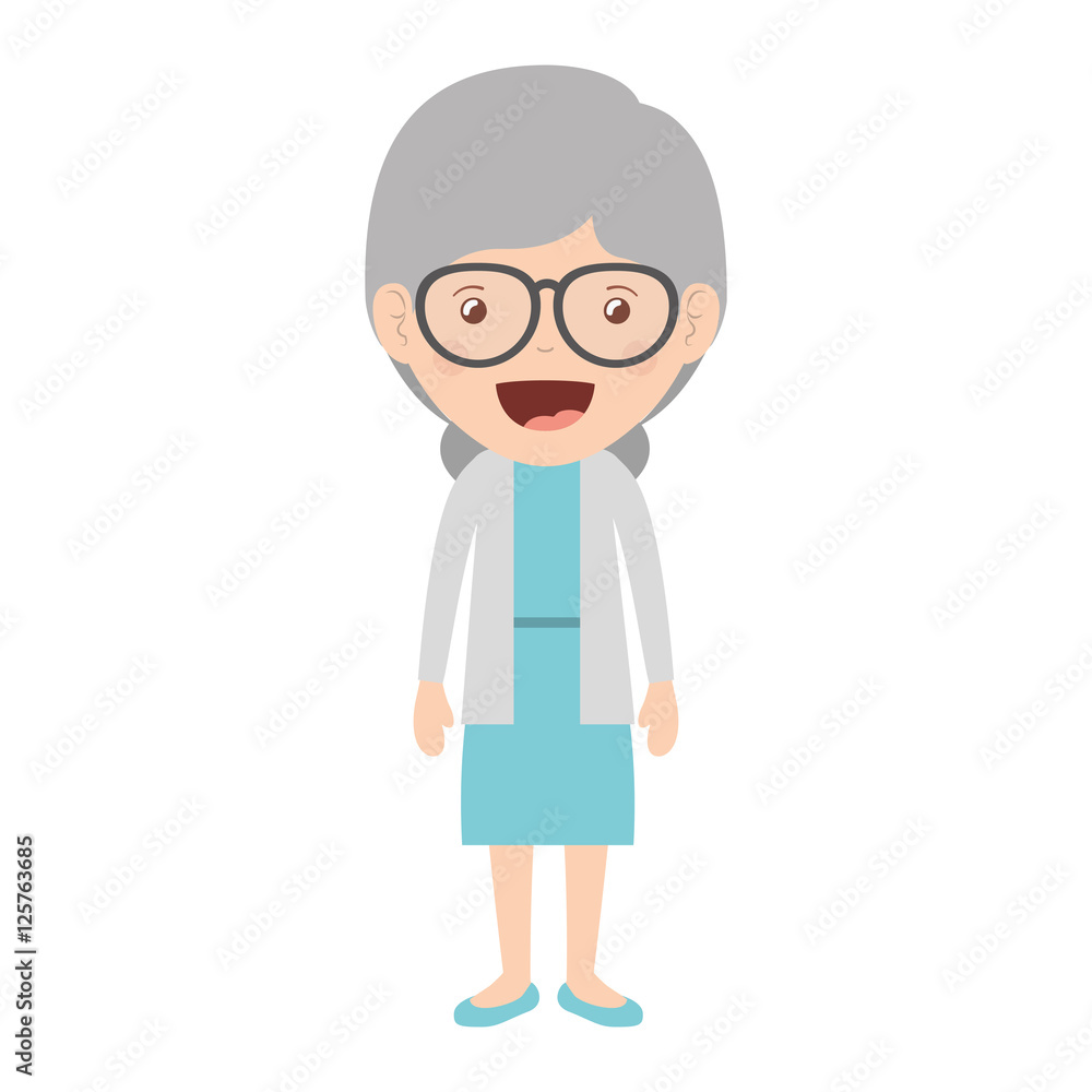 cartoon happy old woman wearing beautiful dress icon over white background. colorful design vector illustration cartoon happy old woman wearing beautiful dress icon over white background. colorful design vector illustration