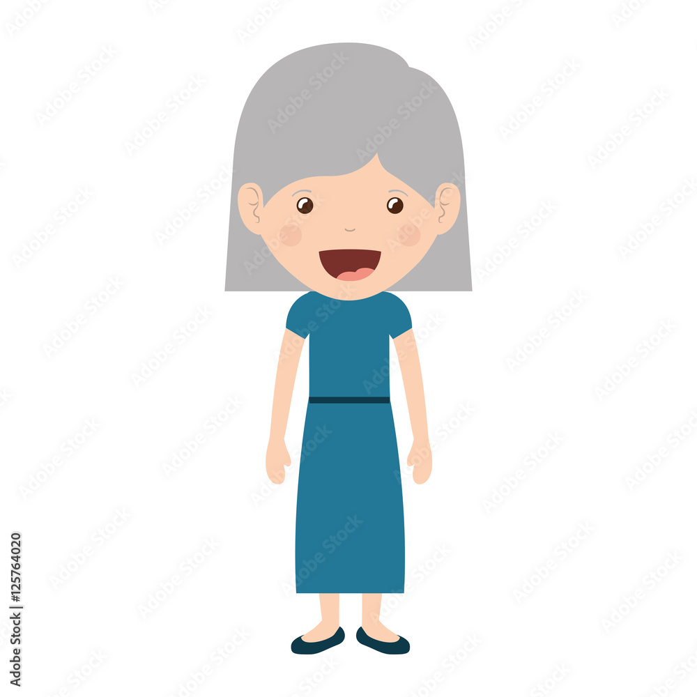 cartoon happy old woman wearing beautiful dress icon over white background. colorful design vector illustration 
