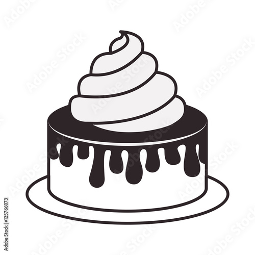 silhouette of birthday sweet cake dessert over white background. vector illustration © grgroup