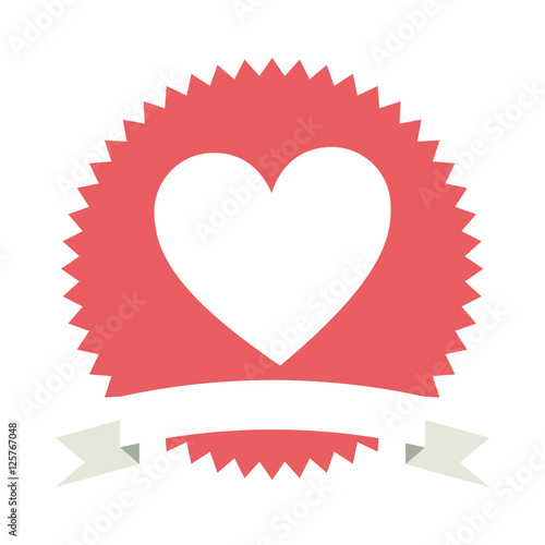 seal stamp with ribbon and heart shape icon inside over white background. vector illustration