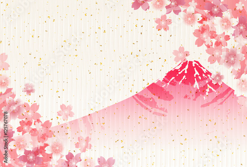 桜　富士山　年賀状　背景