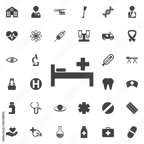 Hospital bed Icon Vector.