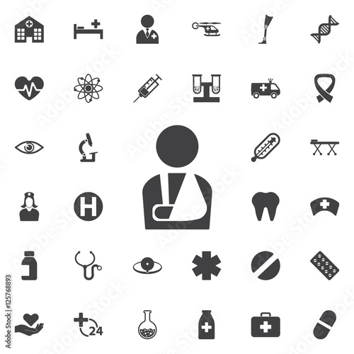 Injured man icon on the white background.