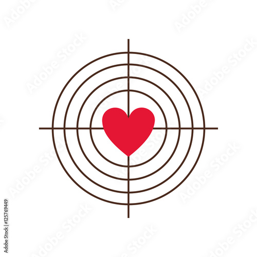 target with red heart icon over white background. vector illustration