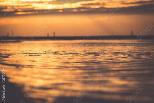 Sunset on the beach in Leba  Baltic Sea  Poland