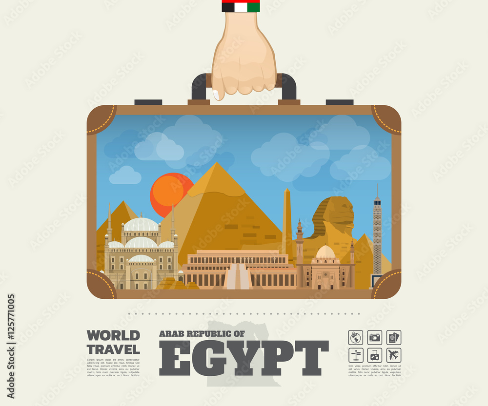 Hand carrying Egypt Landmark Global Travel And Journey Infograph
